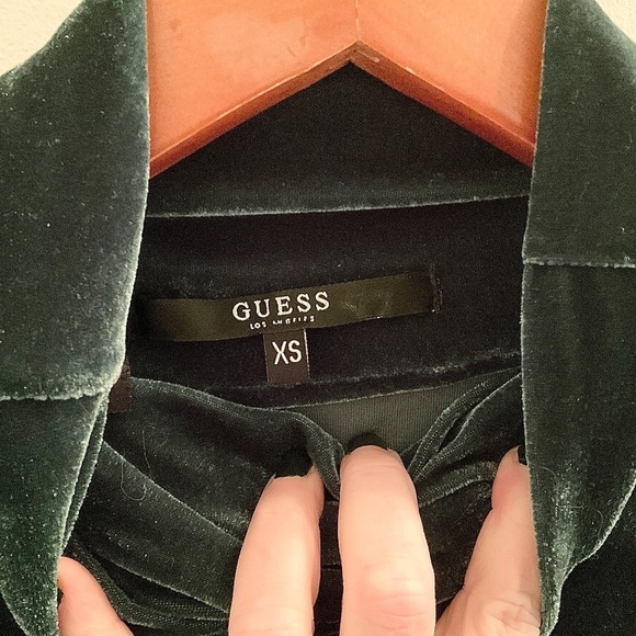 Guess Olga Mini Dress Green Velour Velvet Turtle neck Long sleeve Stretch XS - Picture 6 of 16